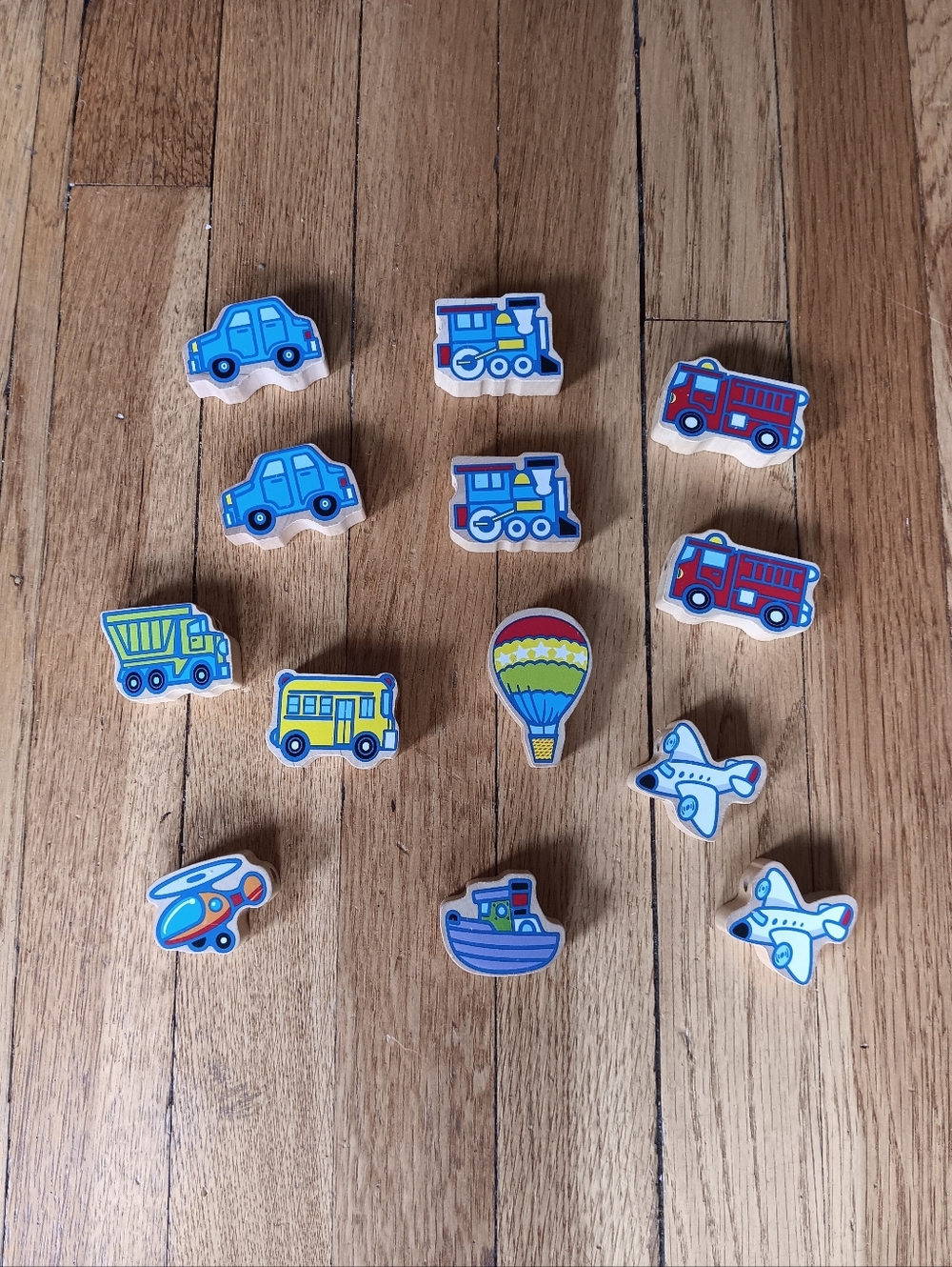 Kids Vehicle Wooden Bead Set - Colorful Blue, Red & Yellow Toy Vehicles